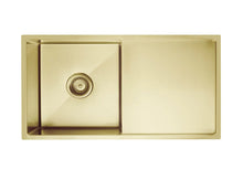 Load image into Gallery viewer, Lavello Kitchen Sink - Single Bowl &amp; Drainboard 840 x 440 - Brushed Bronze Gold Meir
