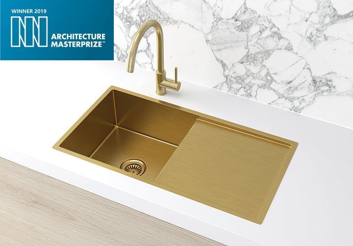 Lavello Kitchen Sink - Single Bowl &amp; Drainboard 840 x 440 - Tiger Bronze