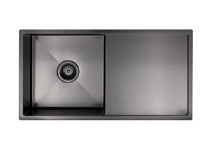 Lavello Kitchen Sink - Single Bowl & Drainboard 840 x 440 - Gunmetal Black Meir