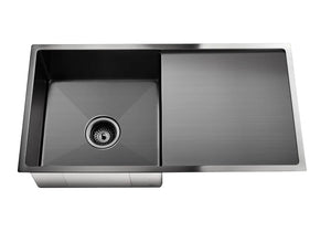 Lavello Kitchen Sink - Single Bowl & Drainboard 840 x 440 - Gunmetal Black Meir