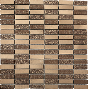 Metaluxe Bronze Metal Mosaic tile face, 300 x 300 mm