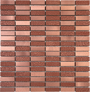 Metaluxe Copper Metal Mosaic tile face, 300 x 300 mm