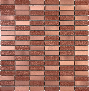 Metaluxe Copper Metal Mosaic tile face, 300 x 300 mm