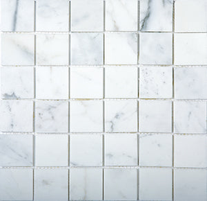 Classic Calacatta Marble Mosaic tile face, 300 x 300 mm