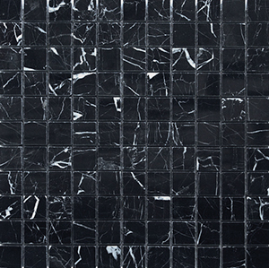 Classic Nero Marquina Marble Mosaic tile face, 300 x 300 mm