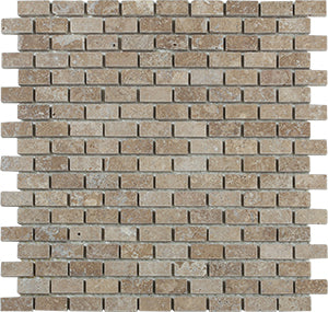 Classic Travertine Noce Travertine Mosaic tile face, 306 x 306 mm