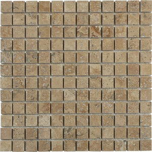 Classic Travertine Noce Travertine Mosaic tile face, 300 x 300 mm