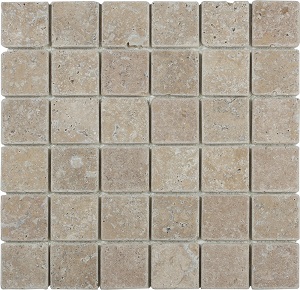Classic Travertine Noce Travertine Mosaic tile face, 300 x 300 mm