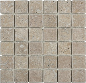 Classic Travertine Noce Travertine Mosaic tile face, 300 x 300 mm
