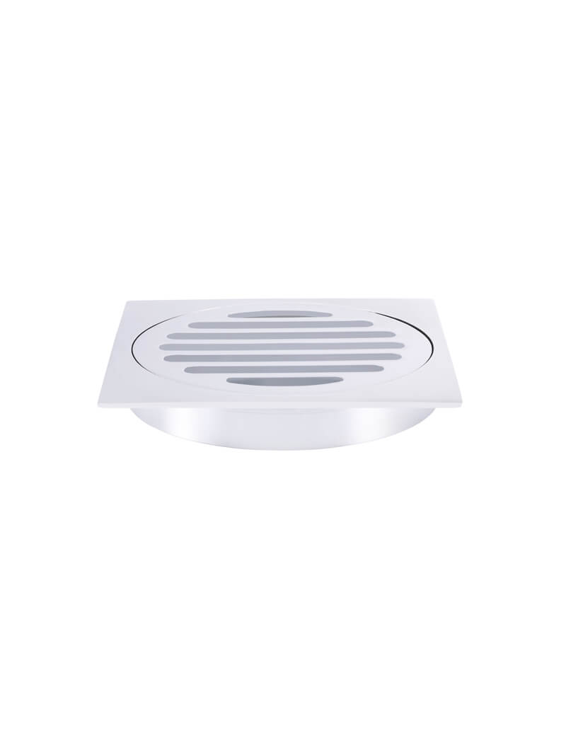 Square Floor Grate Shower Drain 100mm outlet - Chrome