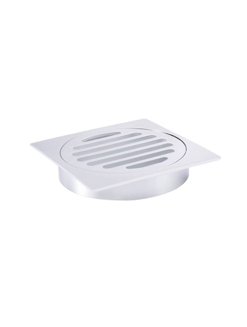 Square Floor Grate Shower Drain 100mm outlet - Chrome
