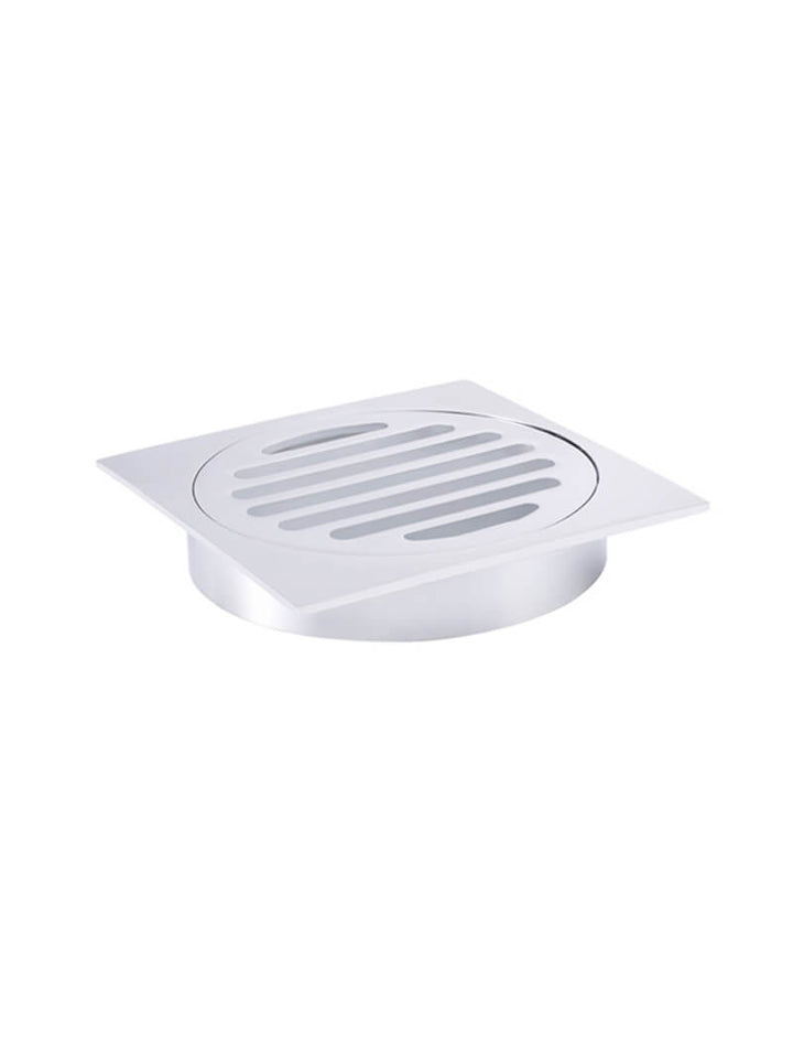 Square Floor Grate Shower Drain 100mm outlet - Chrome