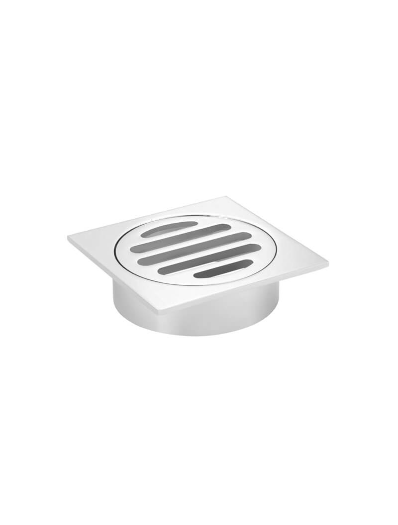 Square Floor Grate Shower Drain 80mm outlet - Chrome