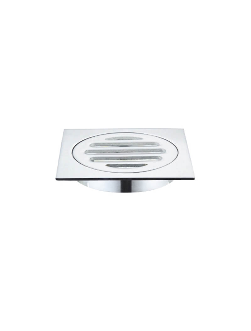 Square Floor Grate Shower Drain 80mm outlet - Chrome
