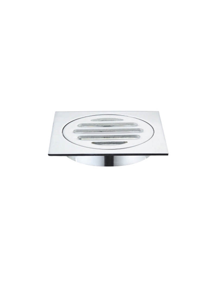 Square Floor Grate Shower Drain 80mm outlet - Chrome