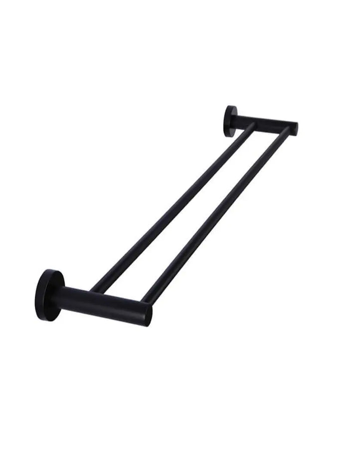 Round Double Matte Black Towel Rail 900mm