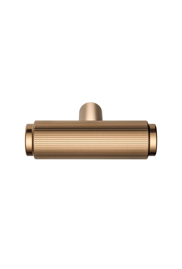 Oppen T-Pull Cabinet Handle (Linear Knurled) - Lustre Bronze