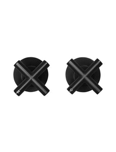 Round Cross Handle Jumper Valve Wall Top Assemblies - Matte Black Meir