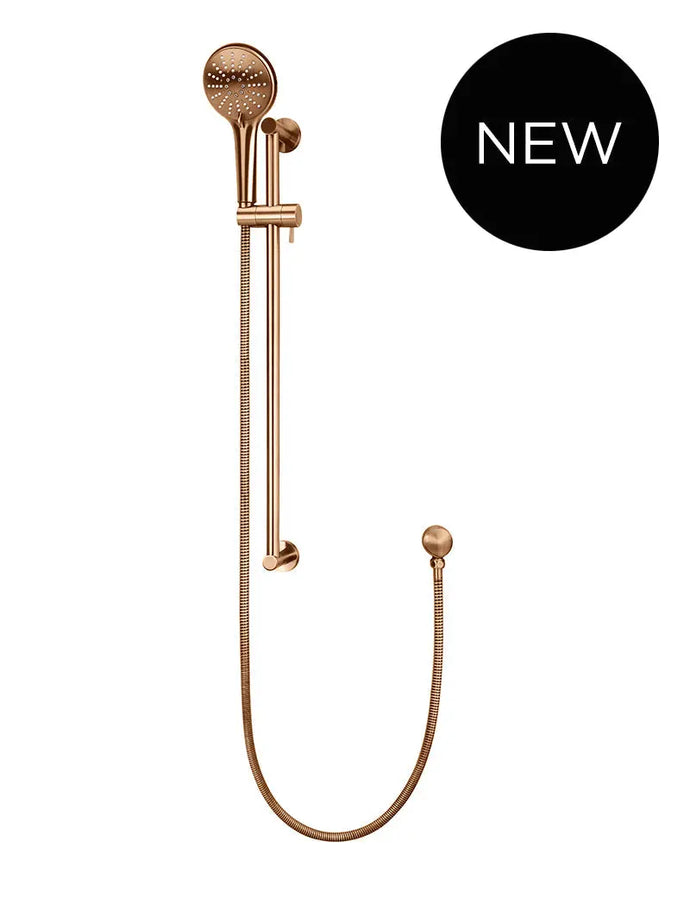 Round Three Function Hand Shower on Rail Column - Lustre Bronze Meir