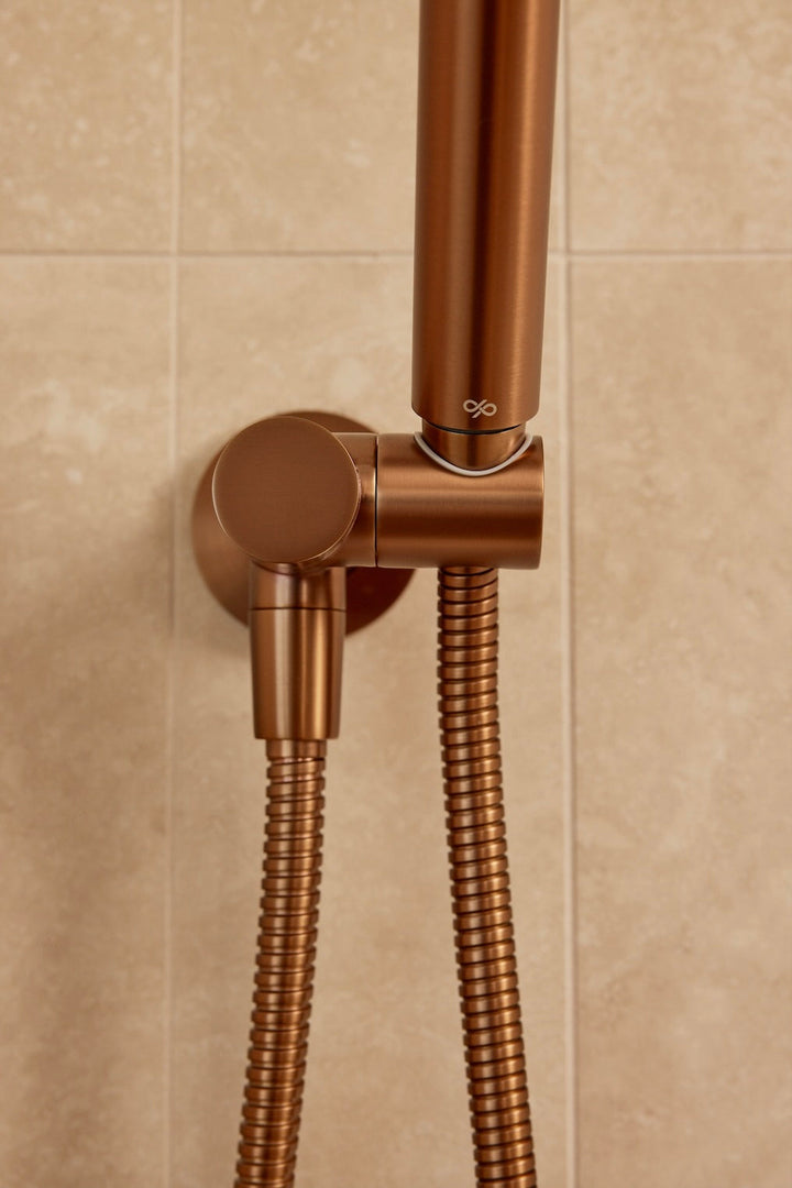Round Shower on Swivel Bracket - Lustre Bronze