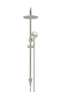 Round Combination Shower Rail 200mm Rose, Three Function Hand Shower - PVD Brushed Nickel Meir