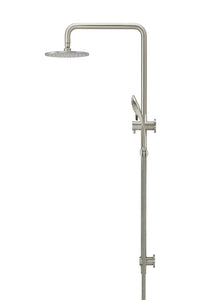 Round Combination Shower Rail 200mm Rose, Three Function Hand Shower - PVD Brushed Nickel Meir