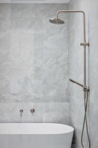 Round Combination Shower Rail, 200mm Rose, Single Function Hand Shower - Champagne Meir