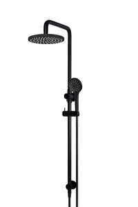 Round Combination Shower Rail, 200mm Rose, Three-Function Hand Shower - Matte Black Meir