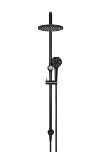 Round Combination Shower Rail, 200mm Rose, Three-Function Hand Shower - Matte Black Meir