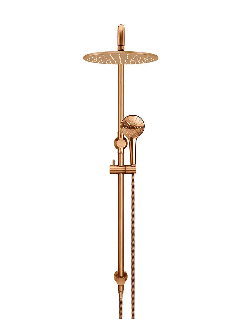 Round Combination Shower Rail 300mm Rose, Three Function Hand Shower - Lustre Bronze Meir