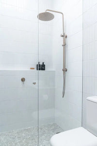 Round Combination Shower Rail, 300mm Rose, Single Function Hand Shower - Champagne Meir