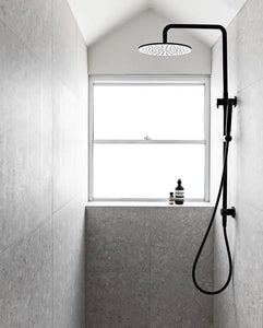 Round Combination Shower Rail, 300mm Rose, Single Function Hand Shower - Matte Black Meir