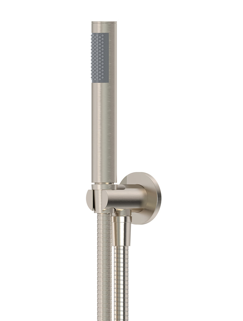 Round Hand Shower on Fixed Bracket - PVD Brushed Nickel studio