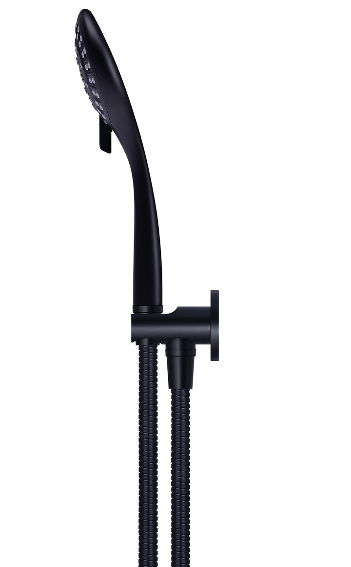 Round Three Function Hand Shower on Fixed Bracket - Matte Black