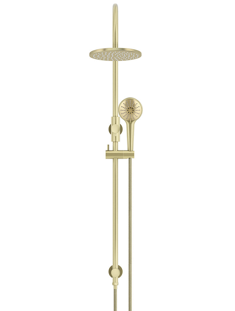 Round Gooseneck Shower Set with 200mm rose, Three-Function Hand Shower - PVD Tiger Bronze