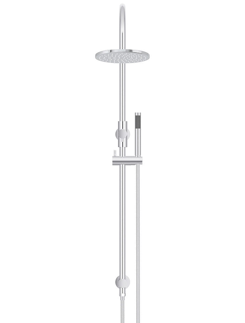 Round Gooseneck Shower Set with 200mm rose, Single-Function Hand Shower - Chrome