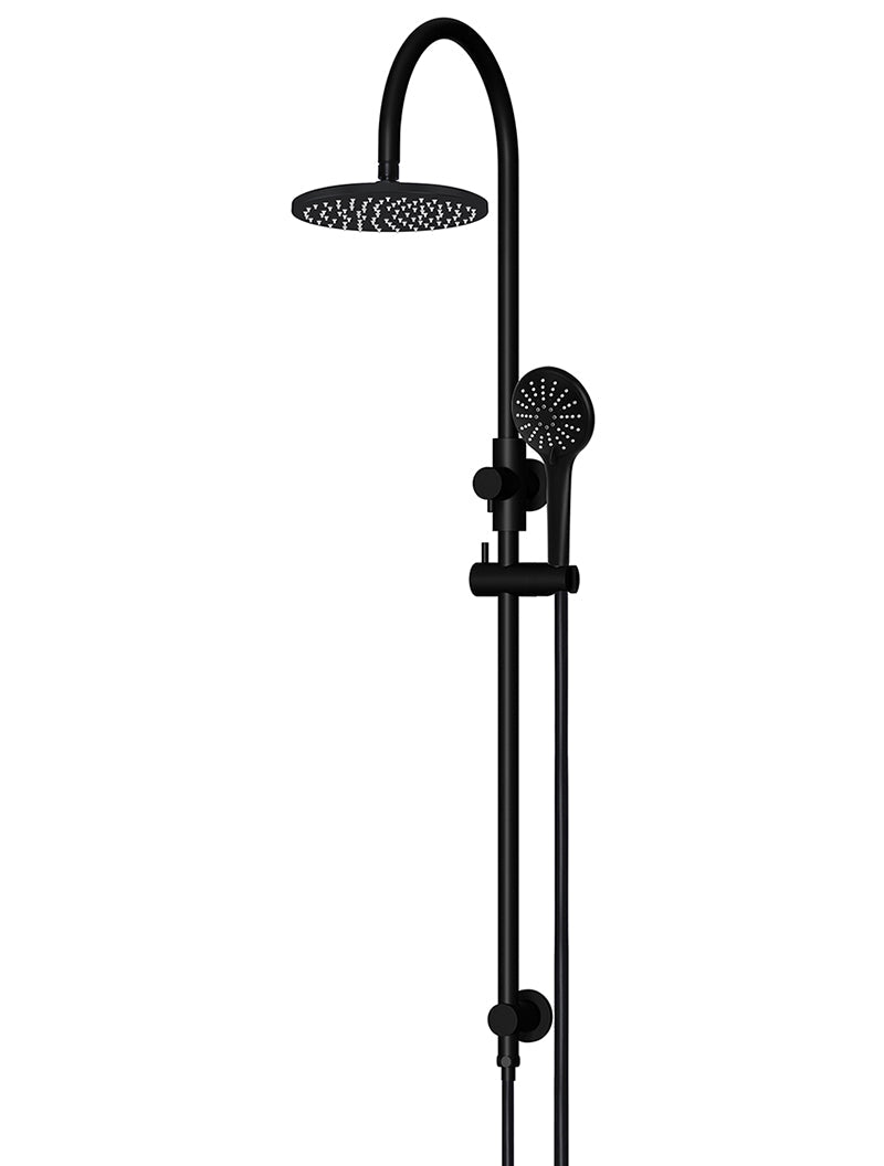 Round Gooseneck Shower Set with 200mm rose, Three-Function Hand Shower - Matte Black