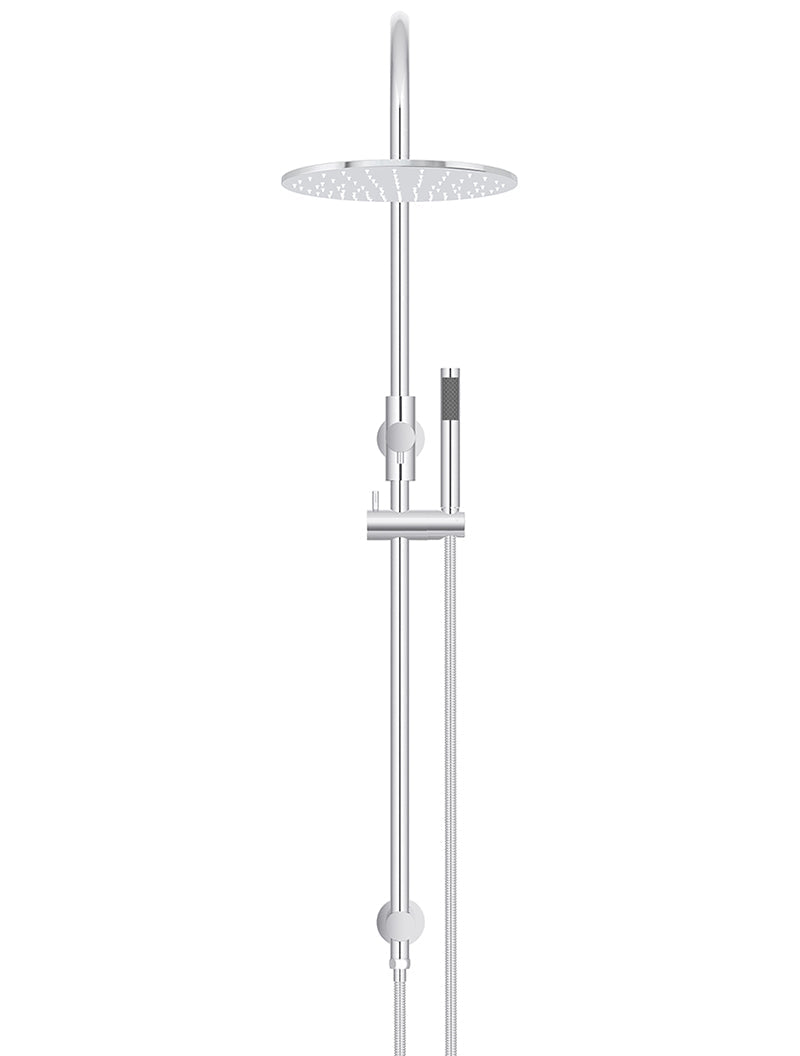 Round Gooseneck Shower Set with 300mm rose, Single-Function Hand Shower - Chrome