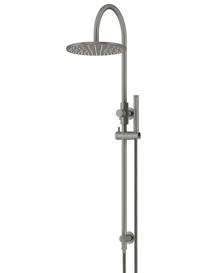 Round Gooseneck Shower Set with 300mm rose, Single-Function Hand Shower - Shadow Gunmetal Meir