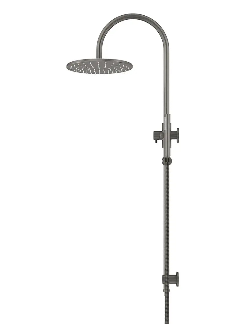 Round Gooseneck Shower Set with 300mm rose, Single-Function Hand Shower - Shadow Gunmetal Meir