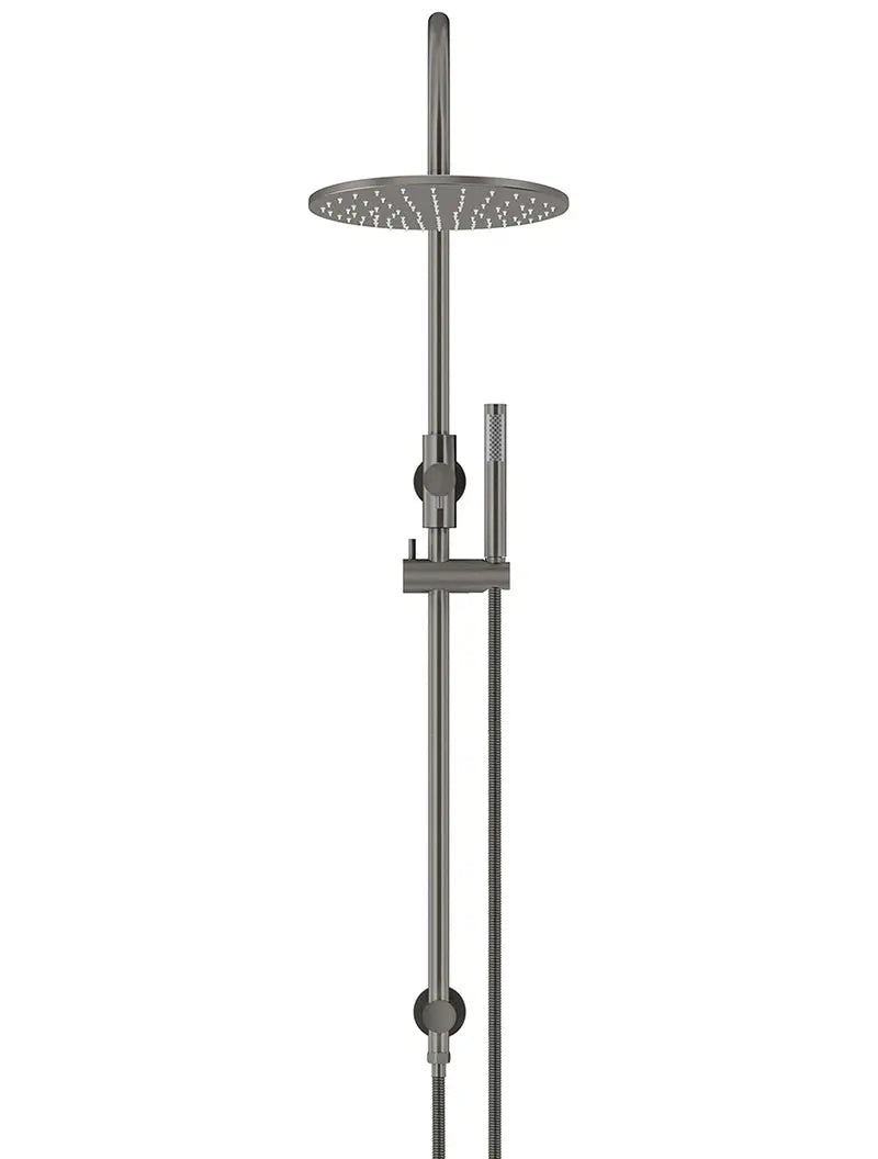 Round Gooseneck Shower Set with 300mm rose, Single-Function Hand Shower - Shadow Gunmetal Meir