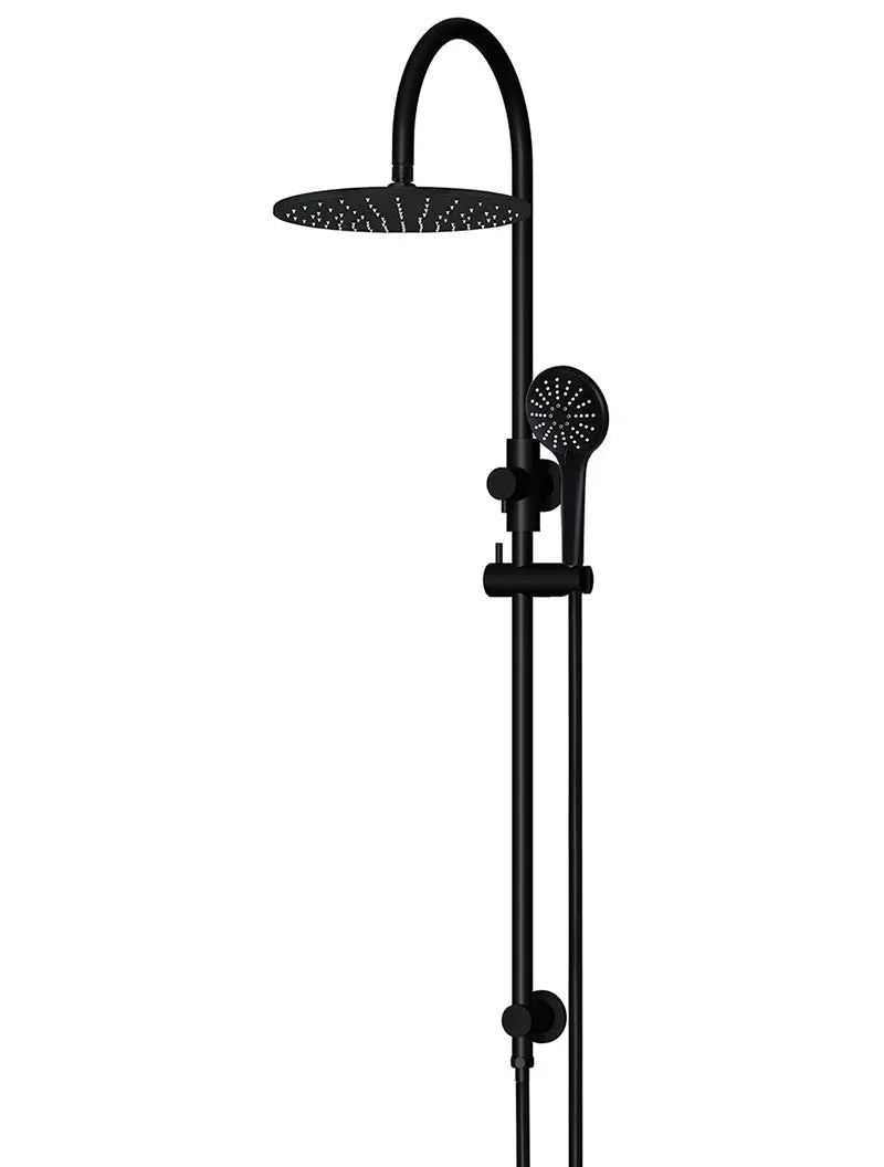 Round Gooseneck Shower Set with 300mm rose, Three-Function Hand Shower - Matte Black Meir