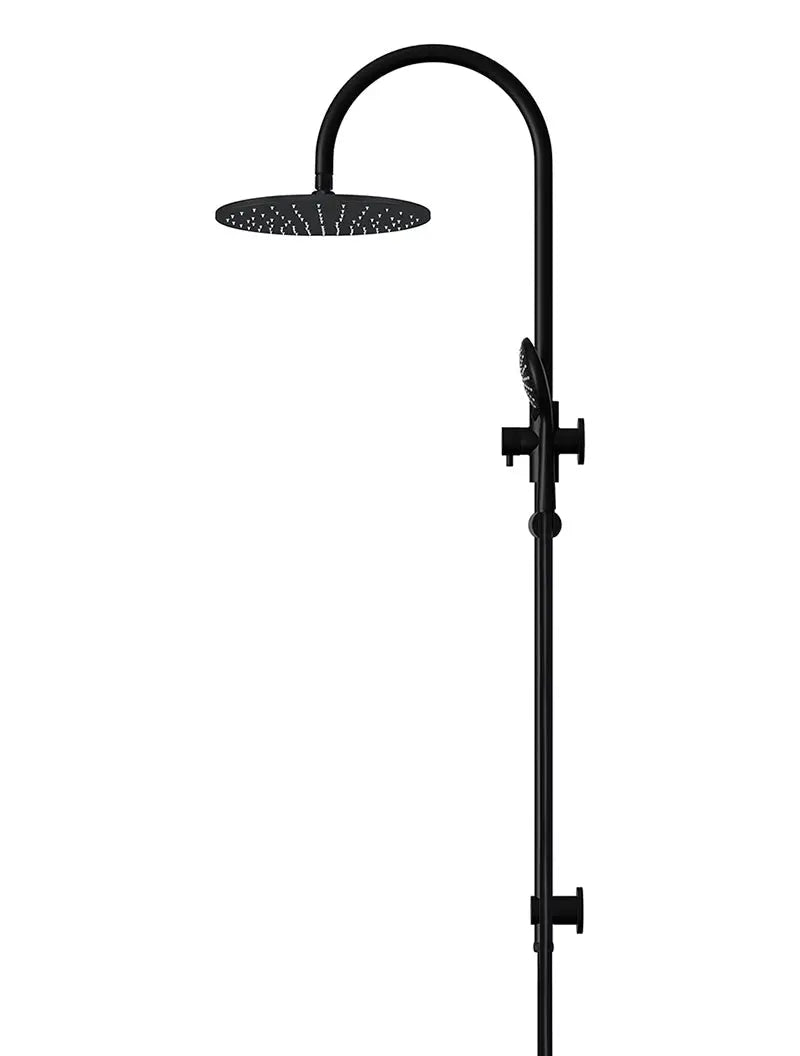 Round Gooseneck Shower Set with 300mm rose, Three-Function Hand Shower - Matte Black Meir