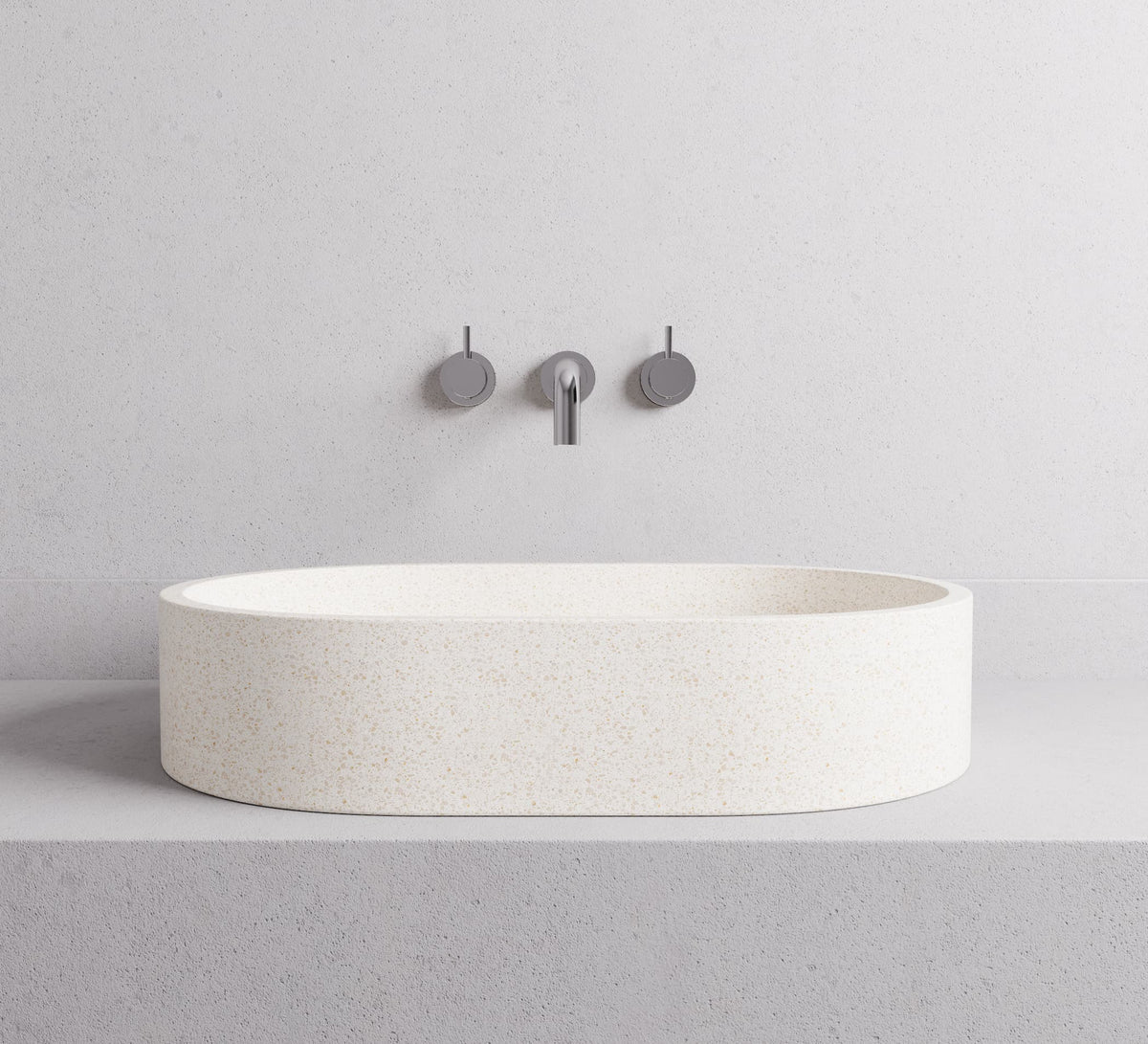 Margo basin - Seamless Edge — White terrazzo lifestyle