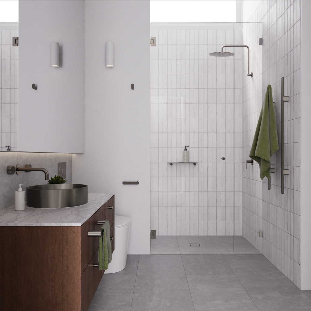 Curvae Shower Shelf 400mm - Shadow Gunmetal