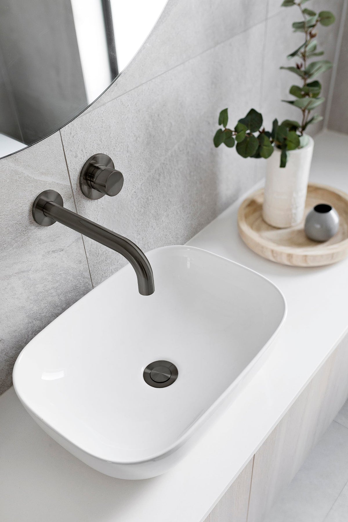 Round Wall Mixer Pinless Handle Trim Kit (In-wall Body Not Included) - Shadow Gunmetal