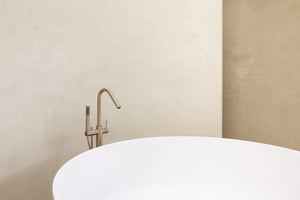 Round Freestanding Bath Spout and Hand Shower - Champagne Meir