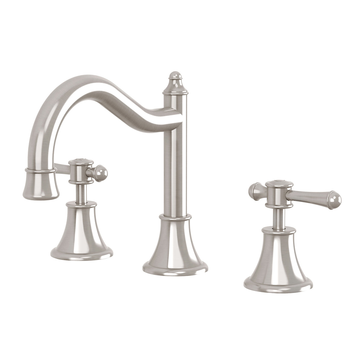 Nostalgia Lever Basin Set Shepherds Crook - Lead Free - Brushed Nickel