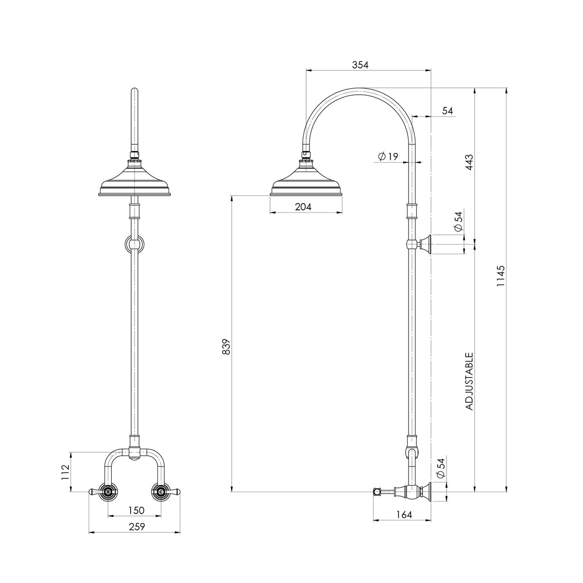 Nostalgia Lever Exposed Shower Set - Chrome