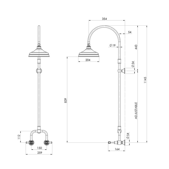 Nostalgia Lever Exposed Shower Set - Chrome